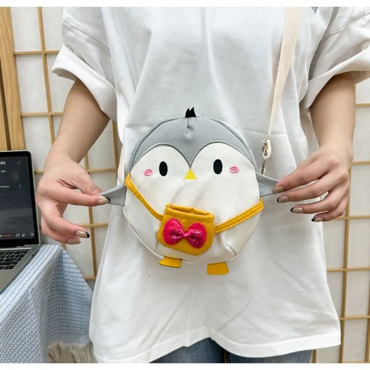 Kid'S Women's Canvas Animal Cartoon Cute Oval Zipper Crossbody Bag display picture 9