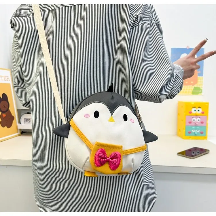 Kid'S Women's Canvas Animal Cartoon Cute Oval Zipper Crossbody Bag display picture 8