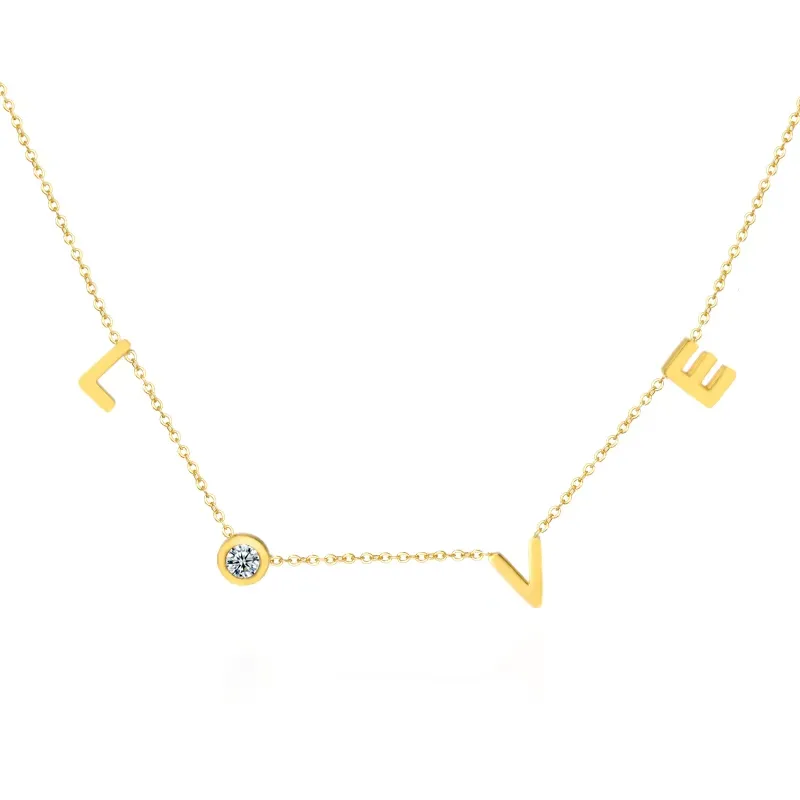 Lady Sexy Shiny Letter Titanium Steel 18K Gold Plated Unisex Pendant Necklace display picture 3