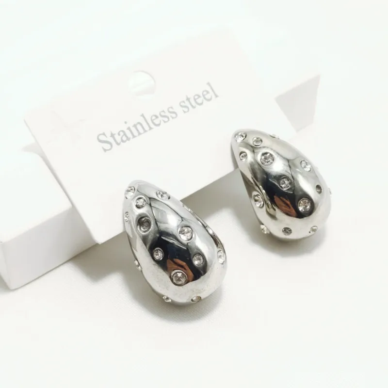 1 Pair Luxurious Queen Water Droplets 304 Stainless Steel 18K Gold Plated Ear Studs display picture 2