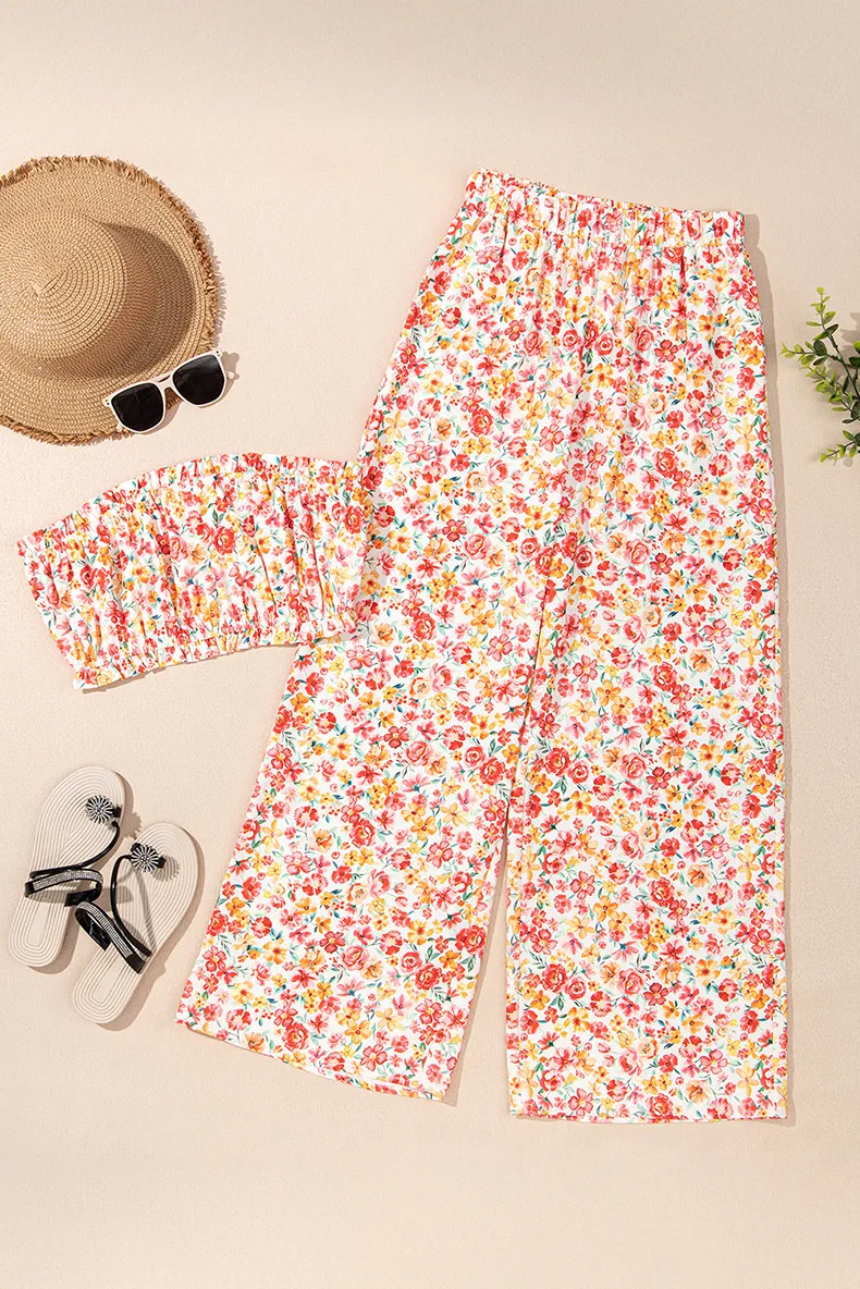 Daily Selfie Women's Vintage Style Bohemian Plant Flowers Polyester Pant Co-ord Set Shorts Sets display picture 3