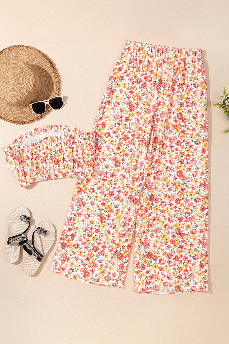 Daily Selfie Women's Vintage Style Bohemian Plant Flowers Polyester Pant Co-ord Set Shorts Sets display picture 4