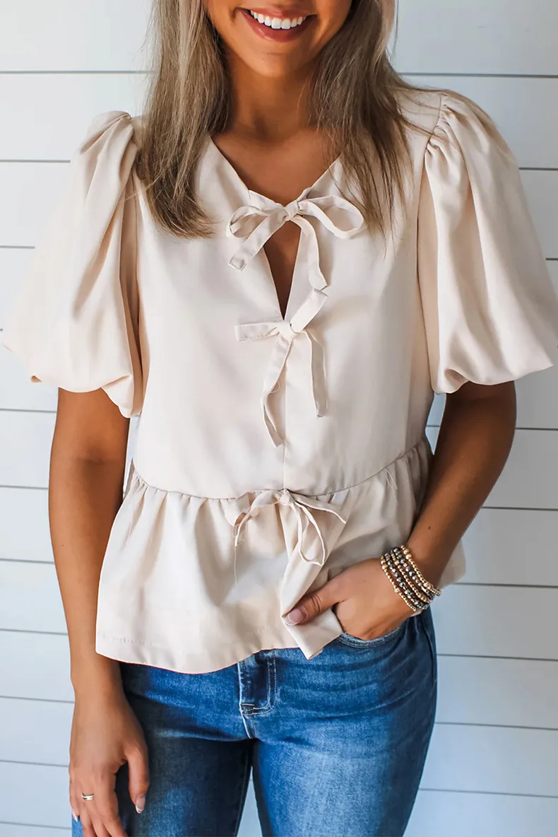 Women's Blouse Half Sleeve Blouses Temperament Commuter Solid Color display picture 1