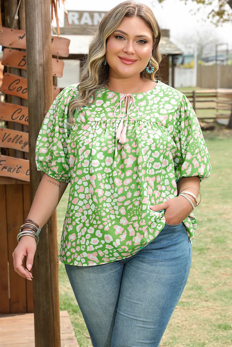 T-shirt Half Sleeve Plus Size Tops Sweet Artistic Geometric display picture 3