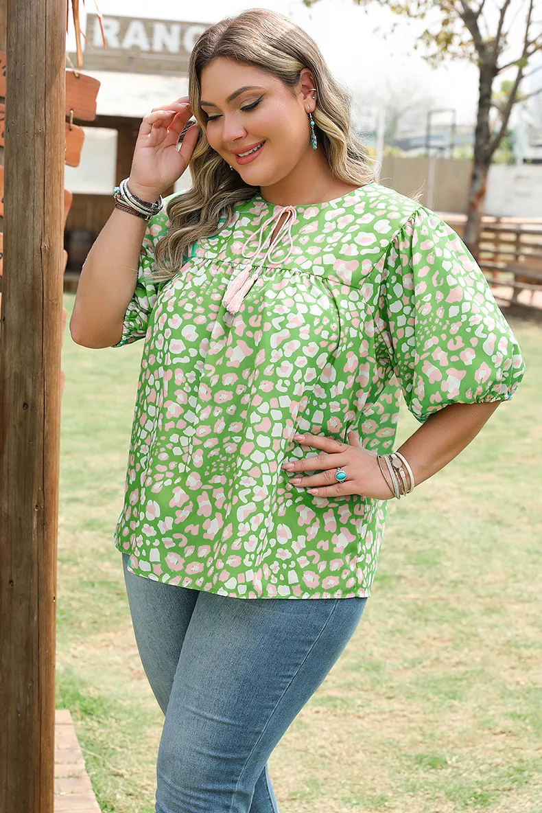 T-shirt Half Sleeve Plus Size Tops Sweet Artistic Geometric display picture 5