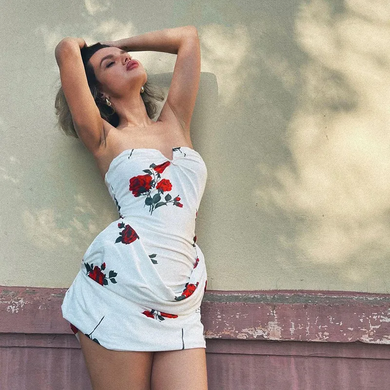 Women's One-Step Skirt Casual Elegant Strapless Sleeveless Flower Above Knee Holiday Banquet Daily display picture 2