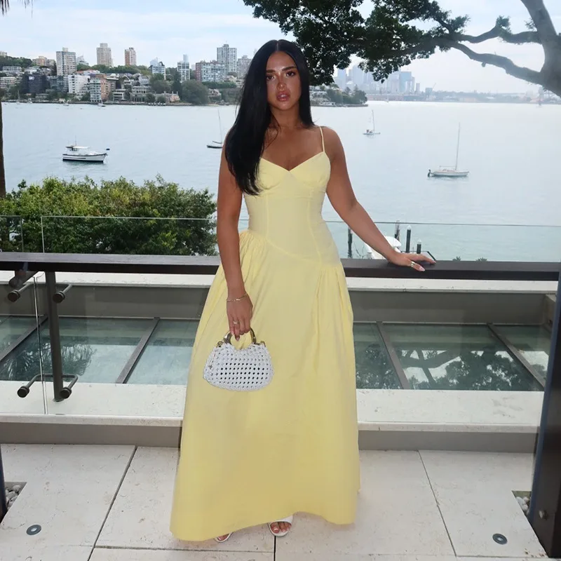 Women's A- Line Skirt Elegant European And American Wind Streetwear Strap Sleeveless Solid Color Maxi Long Dress Casual Banquet Street display picture 7