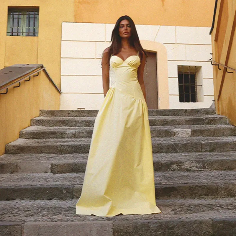 Women's A- Line Skirt Elegant European And American Wind Streetwear Strap Sleeveless Solid Color Maxi Long Dress Casual Banquet Street display picture 8
