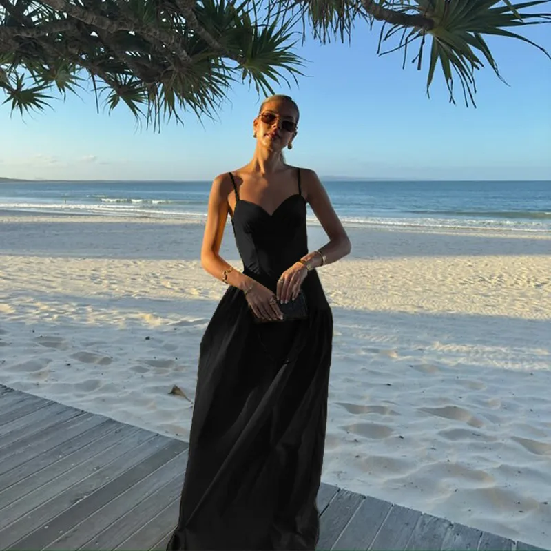 Women's A- Line Skirt Elegant European And American Wind Streetwear Strap Sleeveless Solid Color Maxi Long Dress Casual Banquet Street display picture 14
