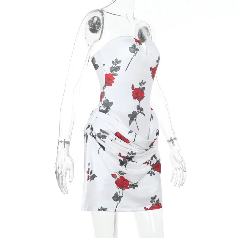 Women's One-Step Skirt Casual Elegant Strapless Sleeveless Flower Above Knee Holiday Banquet Daily display picture 14