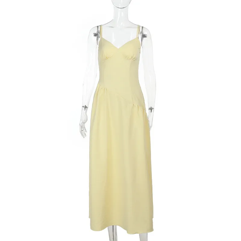 Women's A- Line Skirt Elegant European And American Wind Streetwear Strap Sleeveless Solid Color Maxi Long Dress Casual Banquet Street display picture 19