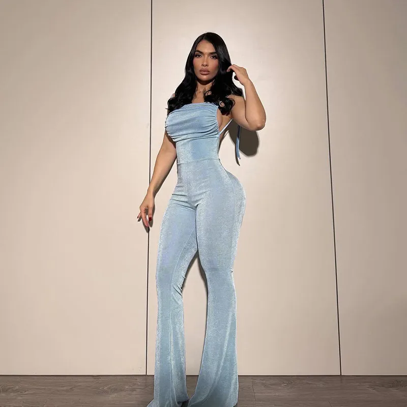 Women's Casual Banquet Casual European And American Wind Streetwear Solid Color Full Length Jumpsuits display picture 2