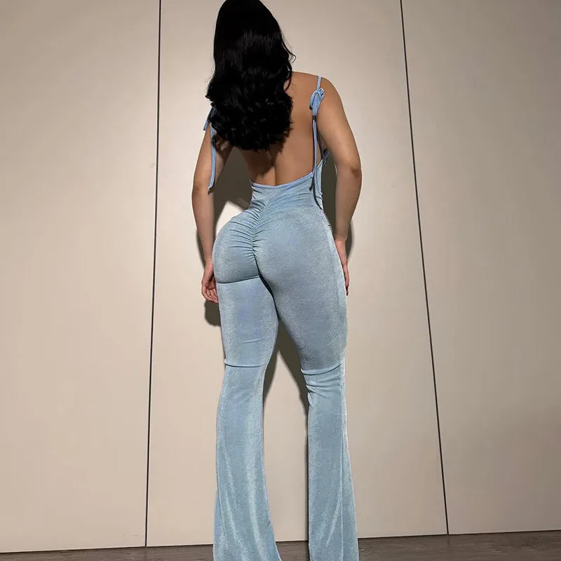 Women's Casual Banquet Casual European And American Wind Streetwear Solid Color Full Length Jumpsuits display picture 5
