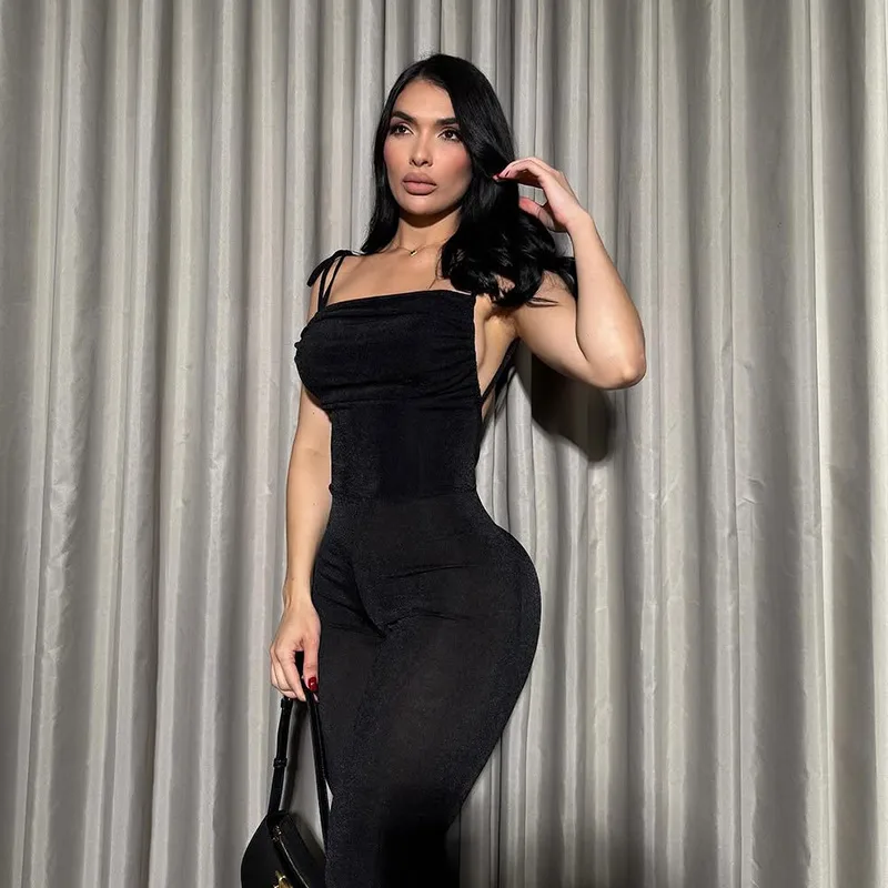 Women's Casual Banquet Casual European And American Wind Streetwear Solid Color Full Length Jumpsuits display picture 8