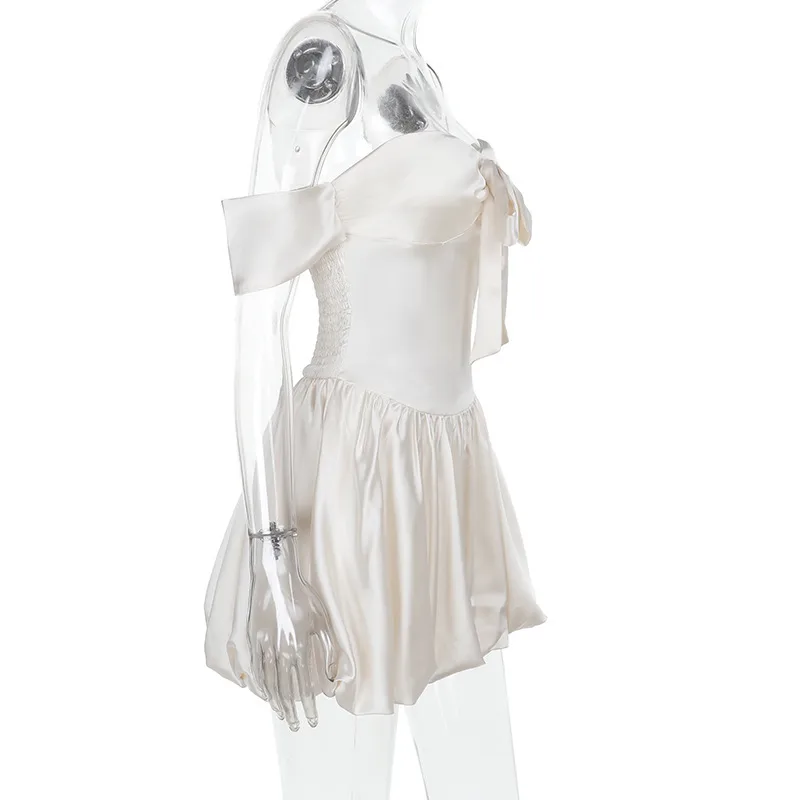 Women's A- Line Skirt Elegant European And American Wind Streetwear Strapless Pleated Sleeveless Solid Color Bow Knot Above Knee Casual Banquet Daily display picture 17