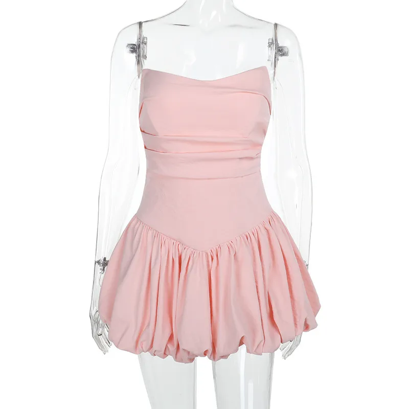 Women's A- Line Skirt European And American Wind Streetwear Strapless Sleeveless Solid Color Above Knee Banquet Daily display picture 18