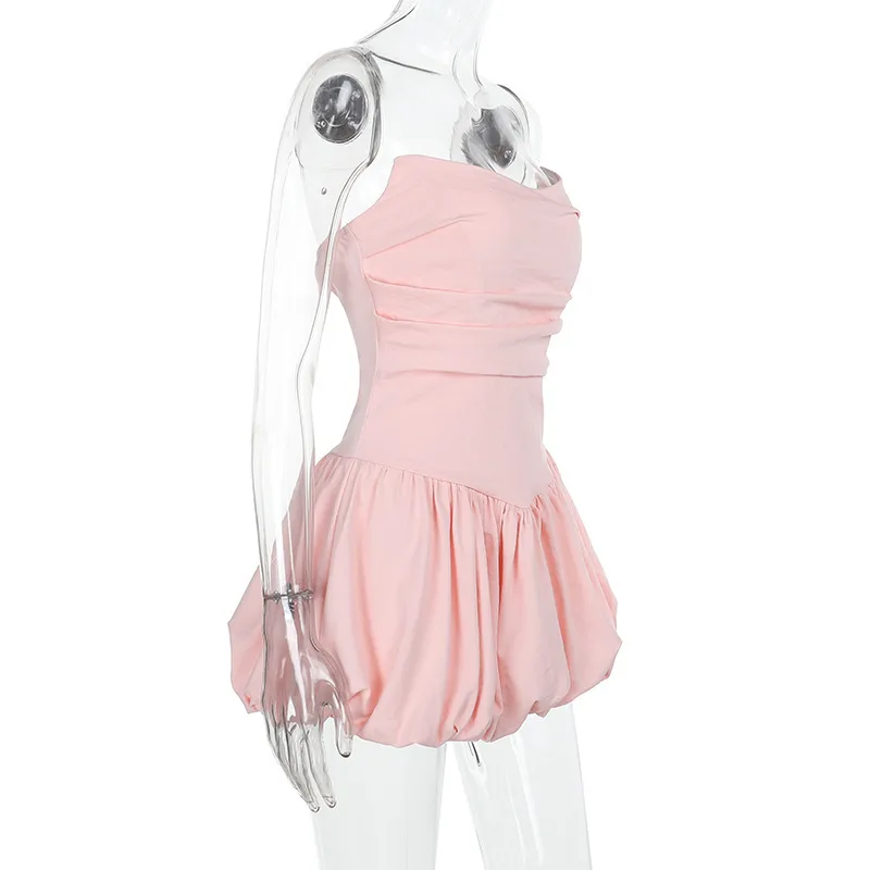 Women's A- Line Skirt European And American Wind Streetwear Strapless Sleeveless Solid Color Above Knee Banquet Daily display picture 19