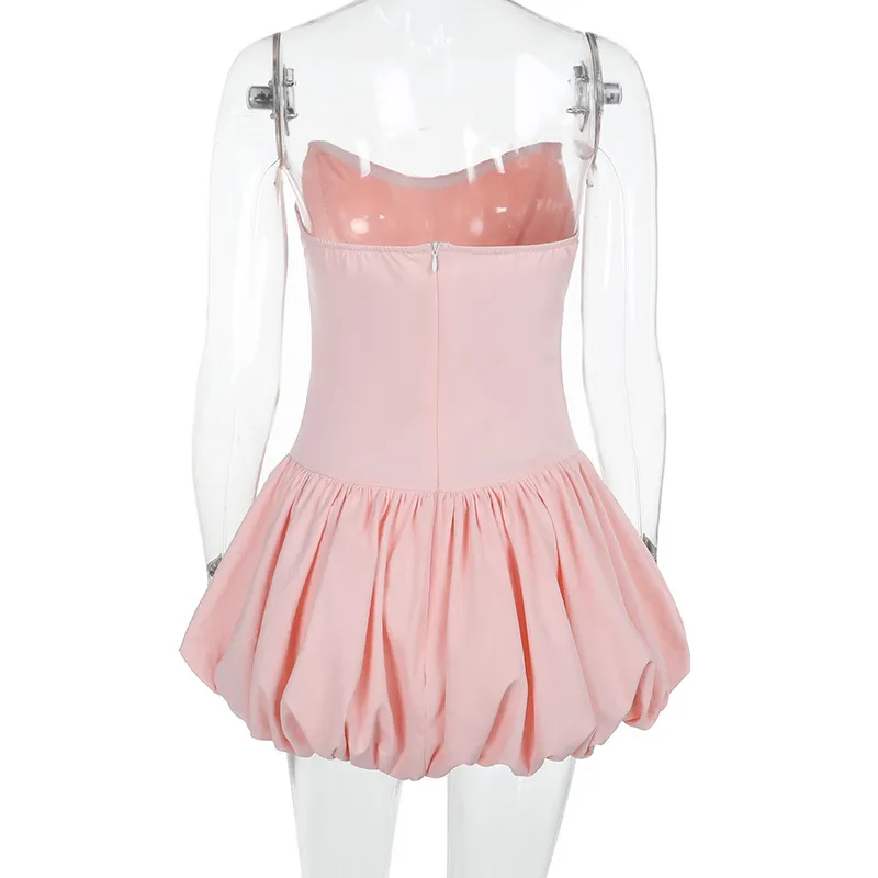 Women's A- Line Skirt European And American Wind Streetwear Strapless Sleeveless Solid Color Above Knee Banquet Daily display picture 20