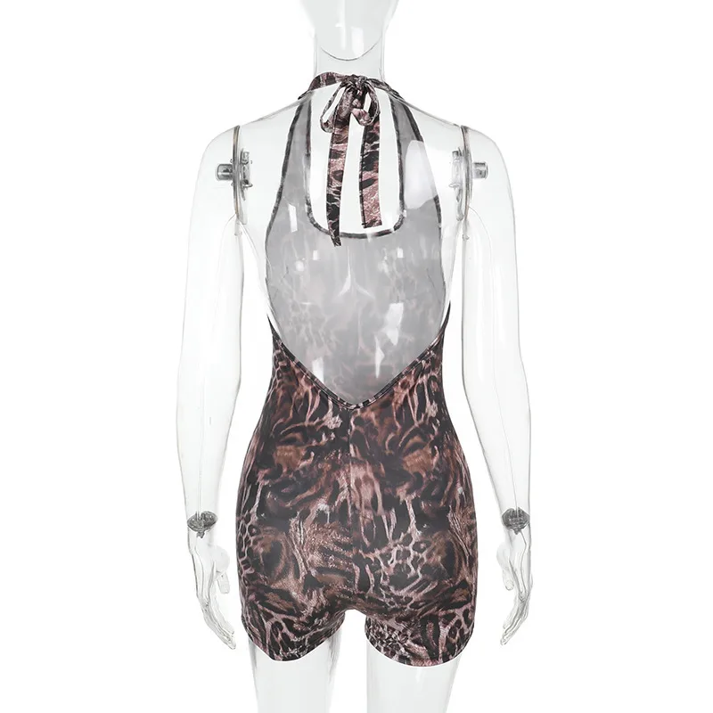 Women's Weekend Date Sexy Leopard Shorts Rompers display picture 14