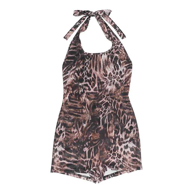 Women's Weekend Date Sexy Leopard Shorts Rompers display picture 15