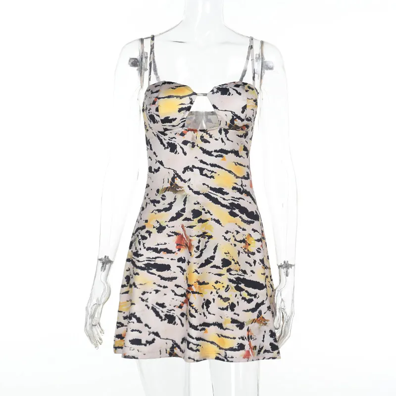 Women's Strap Dress Elegant Vintage Style Strap Hollow Out Sleeveless Tiger Skin Above Knee Casual Daily display picture 12