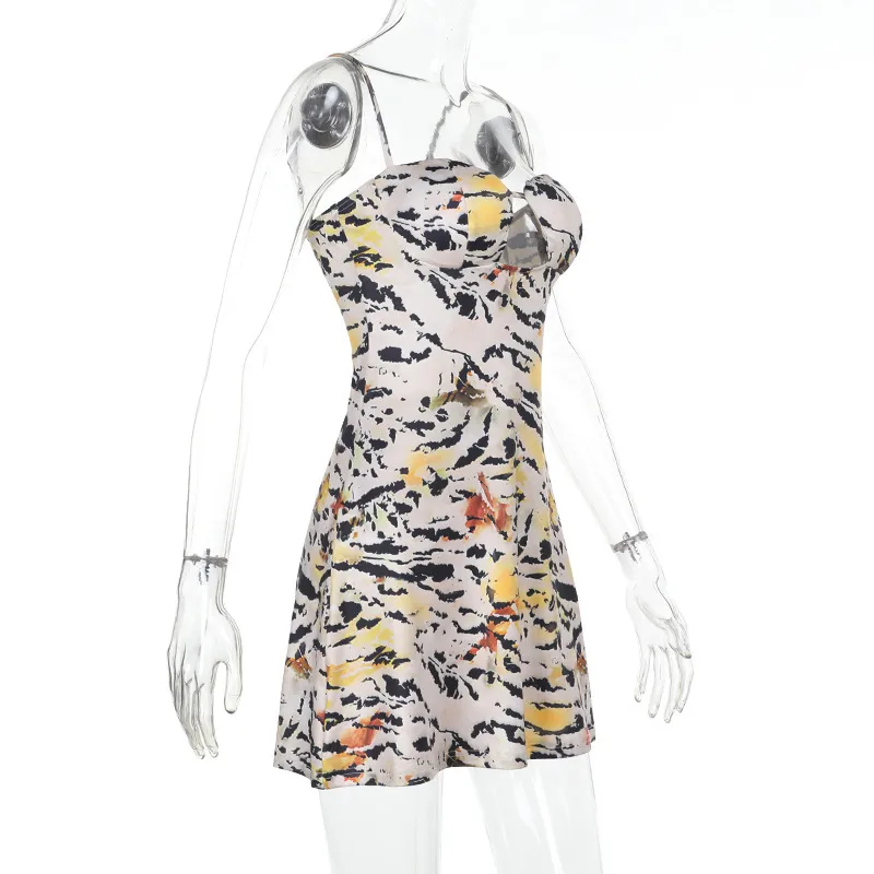 Women's Strap Dress Elegant Vintage Style Strap Hollow Out Sleeveless Tiger Skin Above Knee Casual Daily display picture 13