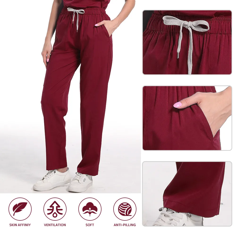 Sterile Operating Room Zipped Stand Collar Lab Coat Hand Washing Suit Straight-Leg Pants Solid Color Doctor Nurse Work Clothes display picture 5