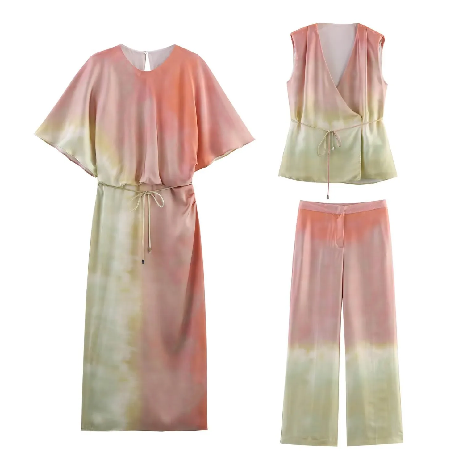 Wholesale Women's Elegant Vacation Color Block Gradient Color Casual Holiday Tea Party Round Neck Half Sleeve Sheath Dress display picture 1