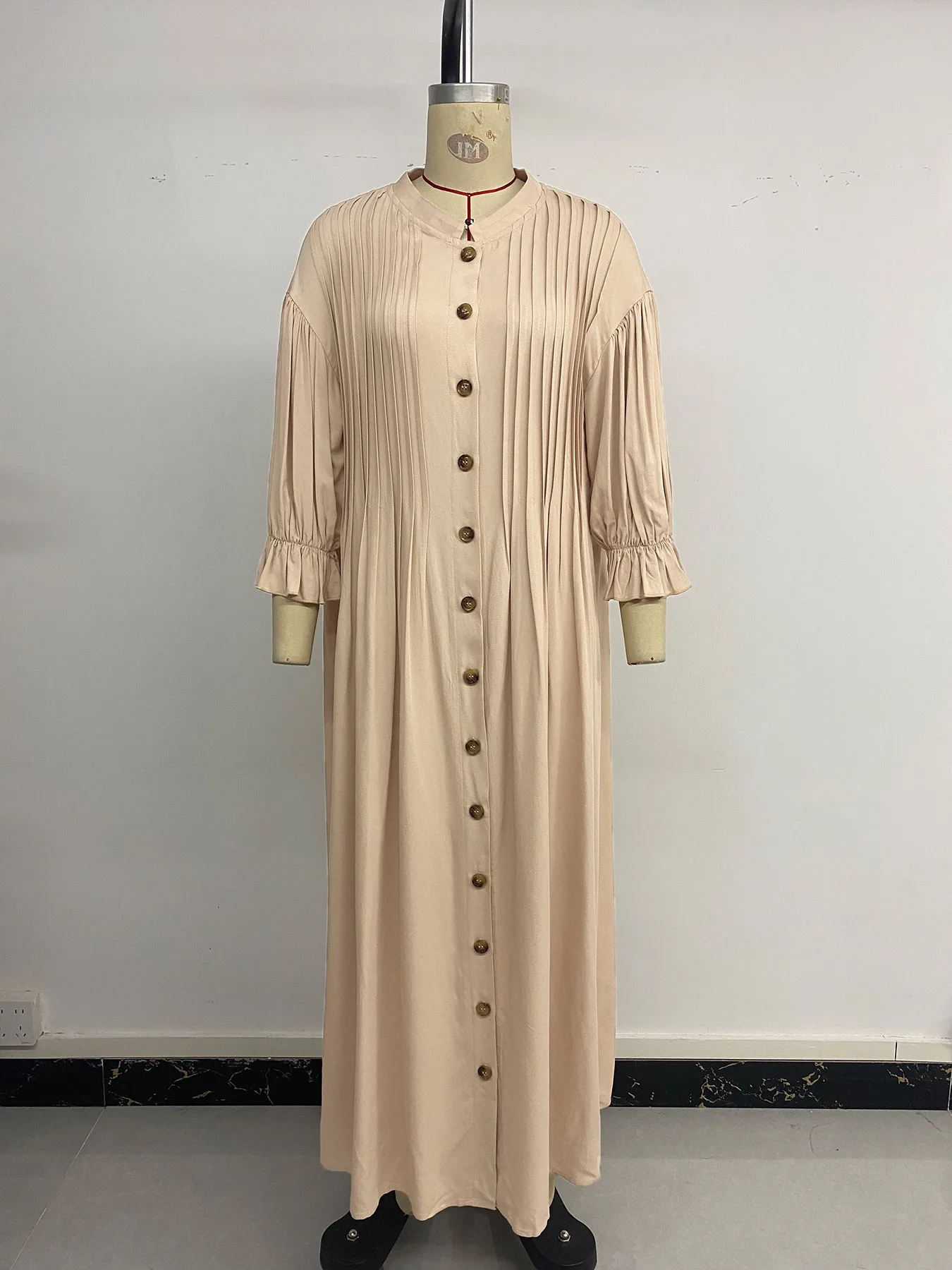 Women's Sheath Dress Elegant Round Neck Button 3/4 Length Sleeve Stripe Midi Dress Holiday Daily display picture 8