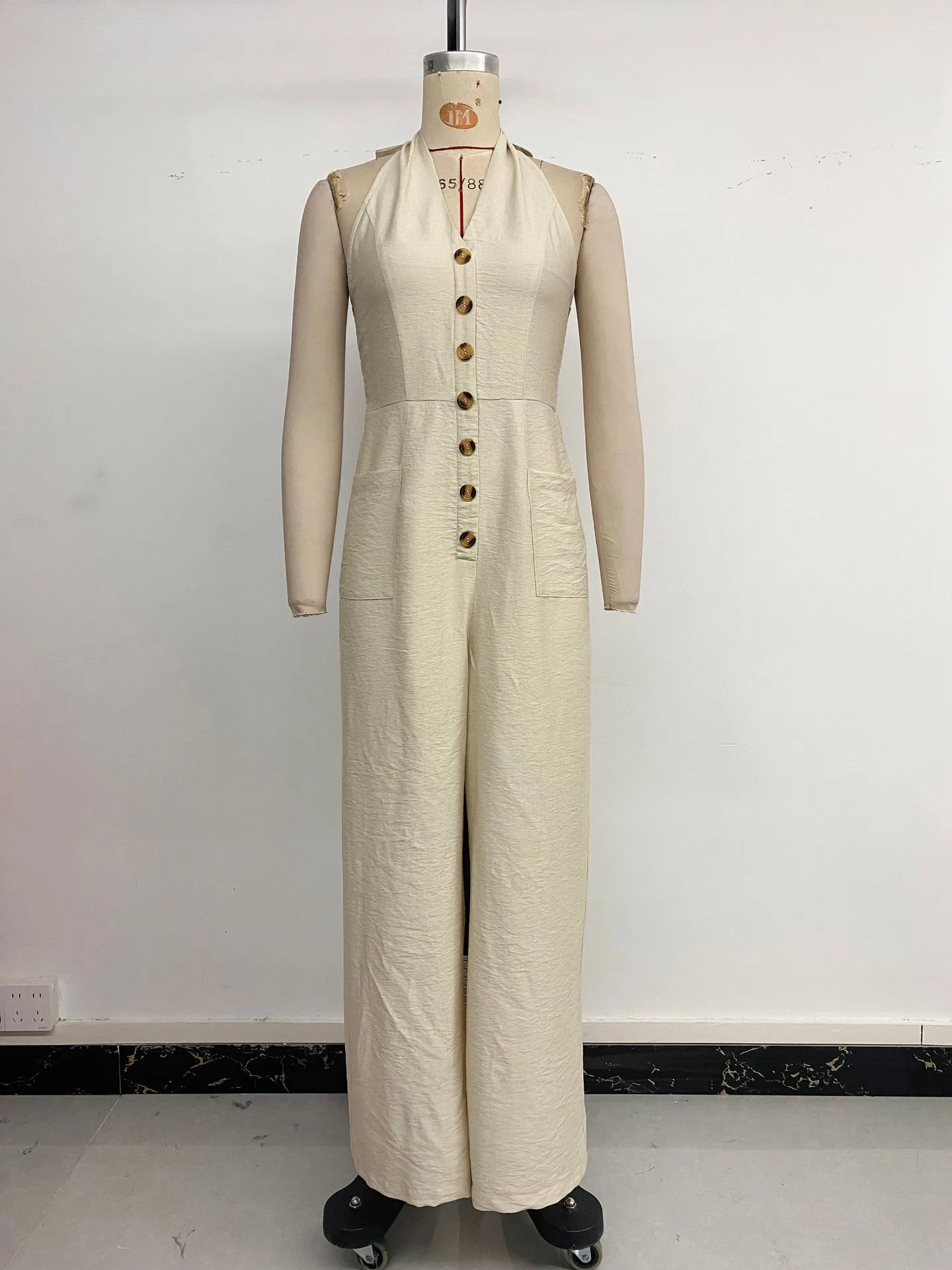 Women's Daily Casual Simple Style Solid Color Full Length Pocket Button Jumpsuits display picture 11
