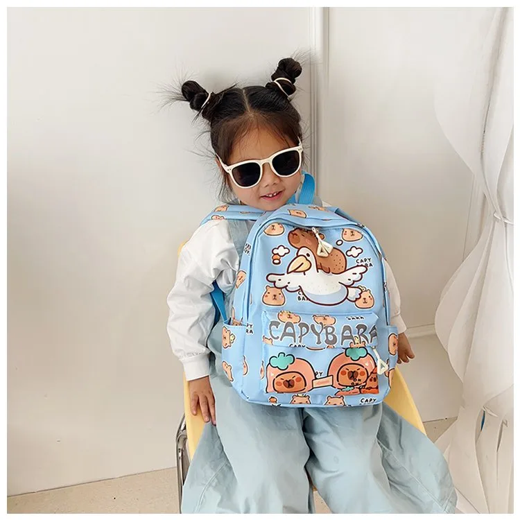 Kid'S Nylon Cartoon Capybara Cute Square Zipper Functional Backpack display picture 1