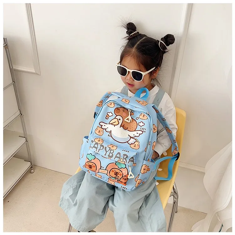 Kid'S Nylon Cartoon Capybara Cute Square Zipper Functional Backpack display picture 13