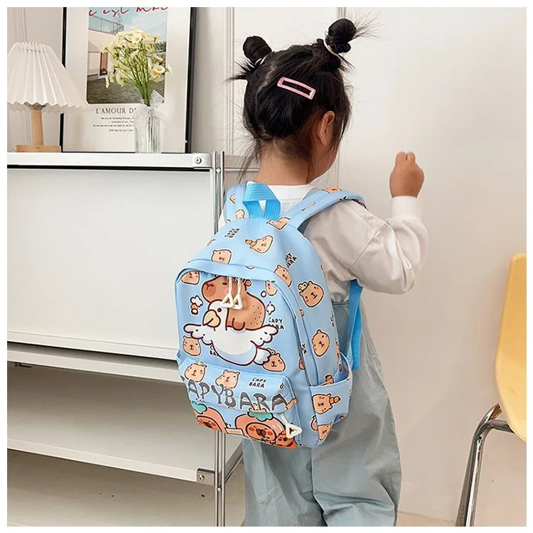 Kid'S Nylon Cartoon Capybara Cute Square Zipper Functional Backpack display picture 14