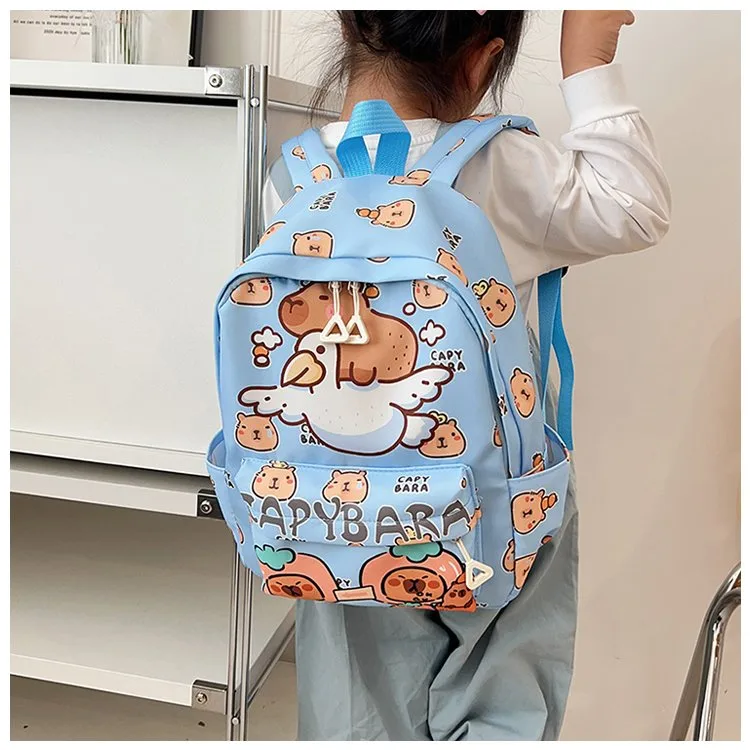 Kid'S Nylon Cartoon Capybara Cute Square Zipper Functional Backpack display picture 18