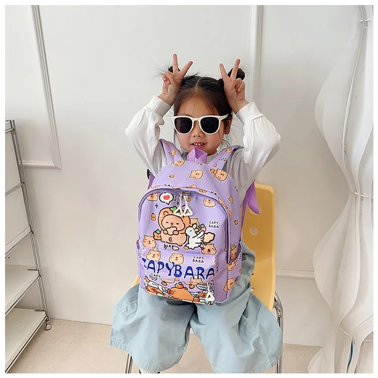 Kid'S Nylon Cartoon Capybara Cute Square Zipper Functional Backpack display picture 11