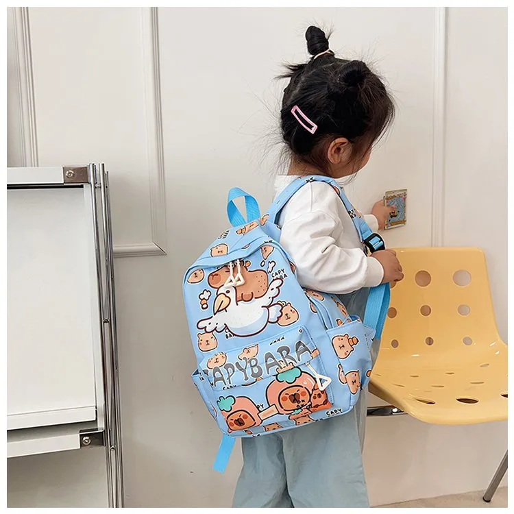 Kid'S Nylon Cartoon Capybara Cute Square Zipper Functional Backpack display picture 15