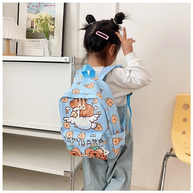 Kid'S Nylon Cartoon Capybara Cute Square Zipper Functional Backpack display picture 17