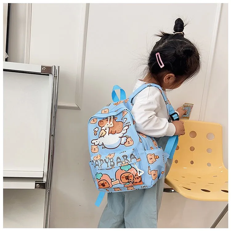 Kid'S Nylon Cartoon Capybara Cute Square Zipper Functional Backpack display picture 10