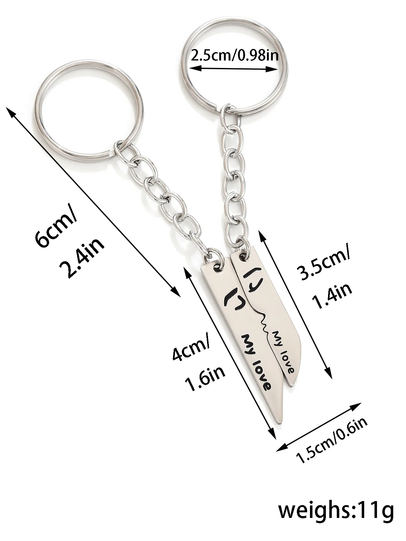 2 Pieces Y2K Cartoon Style Romantic Vocabulary Words/Name 304 Stainless Steel Unisex Keychain display picture 1