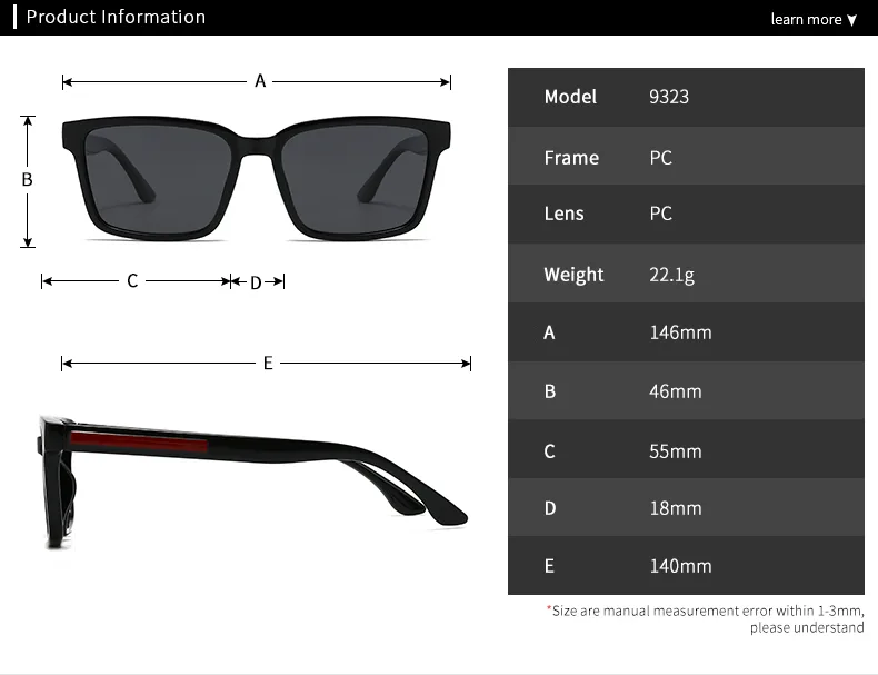 Simple Style Solid Color PC Polarized Light Square Full Frame Glasses display picture 1