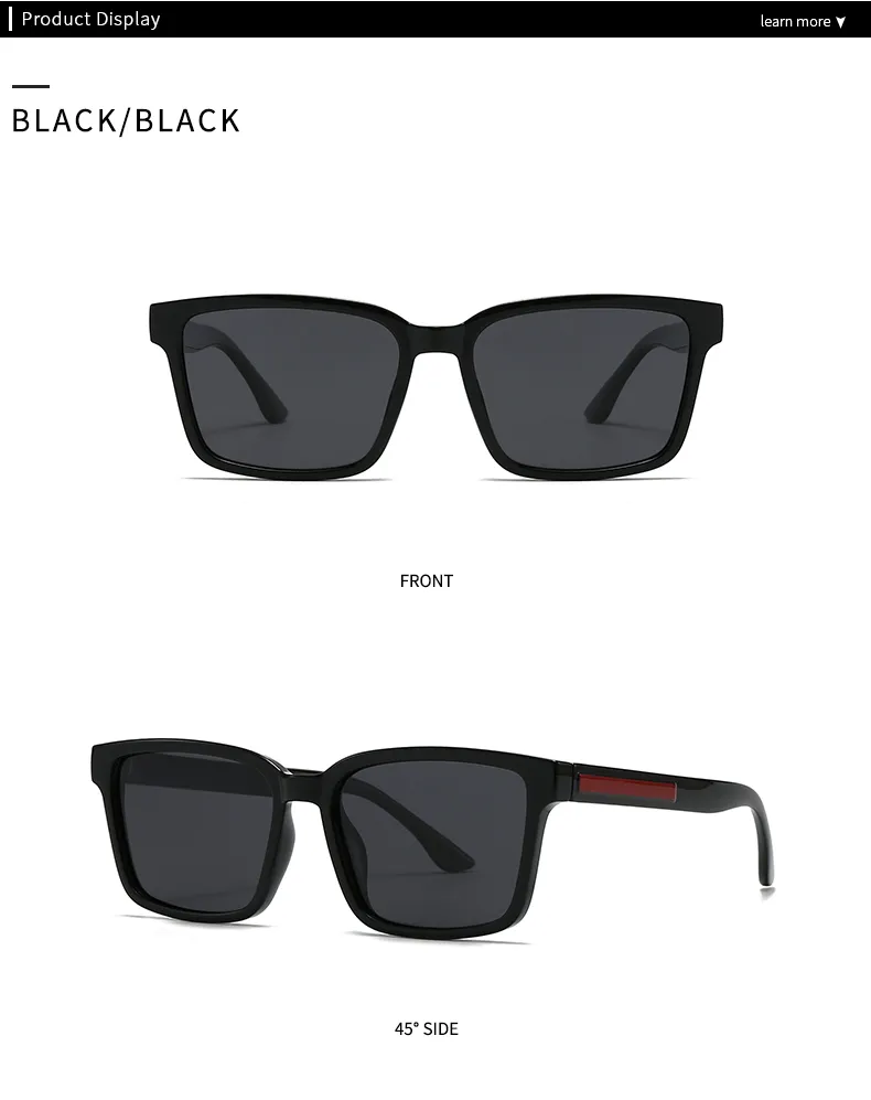 Simple Style Solid Color PC Polarized Light Square Full Frame Glasses display picture 3