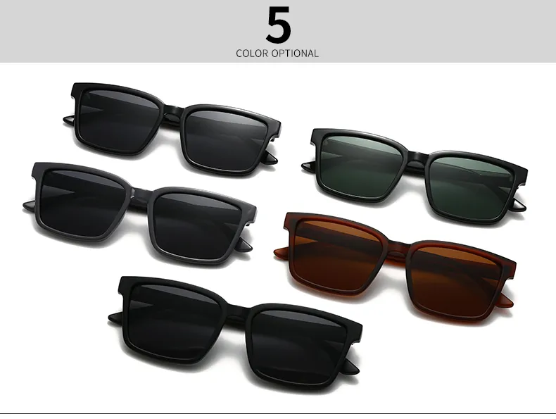 Simple Style Solid Color PC Polarized Light Square Full Frame Glasses display picture 5