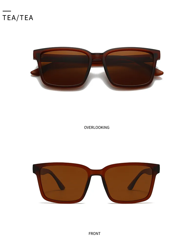 Simple Style Solid Color PC Polarized Light Square Full Frame Glasses display picture 9