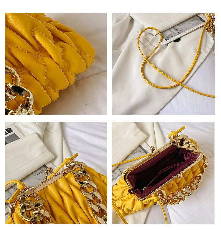Women's Pu Leather Solid Color Elegant Pillow Shape Clasp Frame Shoulder Bag display picture 1
