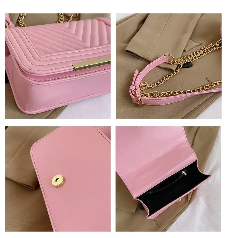Women's Pu Leather Solid Color Classic Style Square Magnetic Buckle Shoulder Bag display picture 1