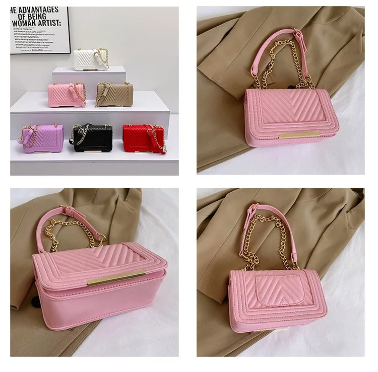 Women's Pu Leather Solid Color Classic Style Square Magnetic Buckle Shoulder Bag display picture 8