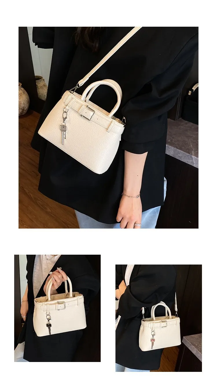 Women's Pu Leather Solid Color Classic Style Square Zipper Shoulder Bag display picture 6