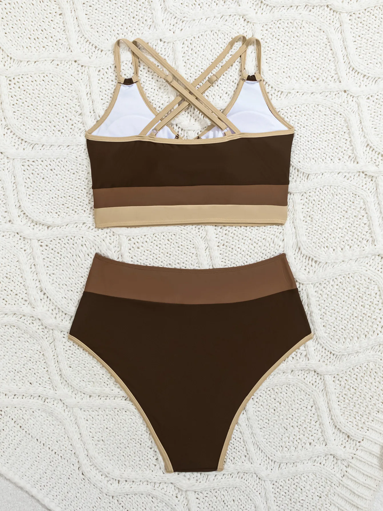 Women's Continuous Color Matching 2 Pieces Set Swimwear display picture 6