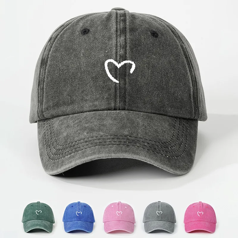 Unisex Casual Simple Style Streetwear Heart Shape Embroidery Curved Eaves Baseball Cap display picture 1