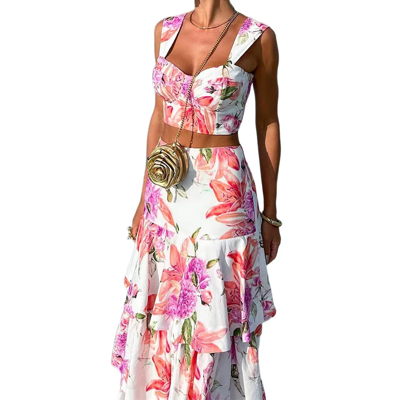 Holiday Street Women's Temperament Commuter Streetwear Printing 4-Way Stretch Fabric Polyester Skirt Co-ord Set Shorts Sets display picture 5